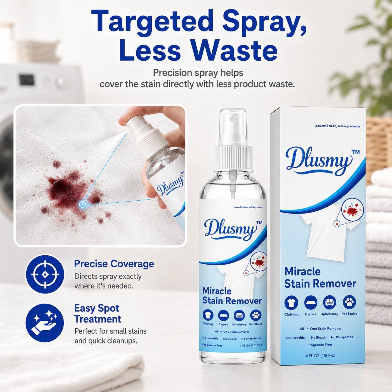 Miracle Stain Remover Spray-multi-purpose stain remover spray for clothing, carpets, upholstery and everyday pet messes—tough on stains while remaining gentle on fabrics.