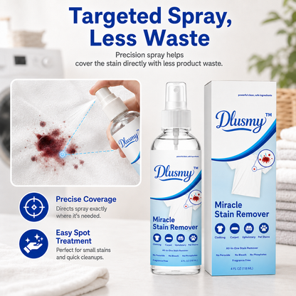 Miracle Stain Remover Spray-multi-purpose stain remover spray for clothing, carpets, upholstery and everyday pet messes—tough on stains while remaining gentle on fabrics.