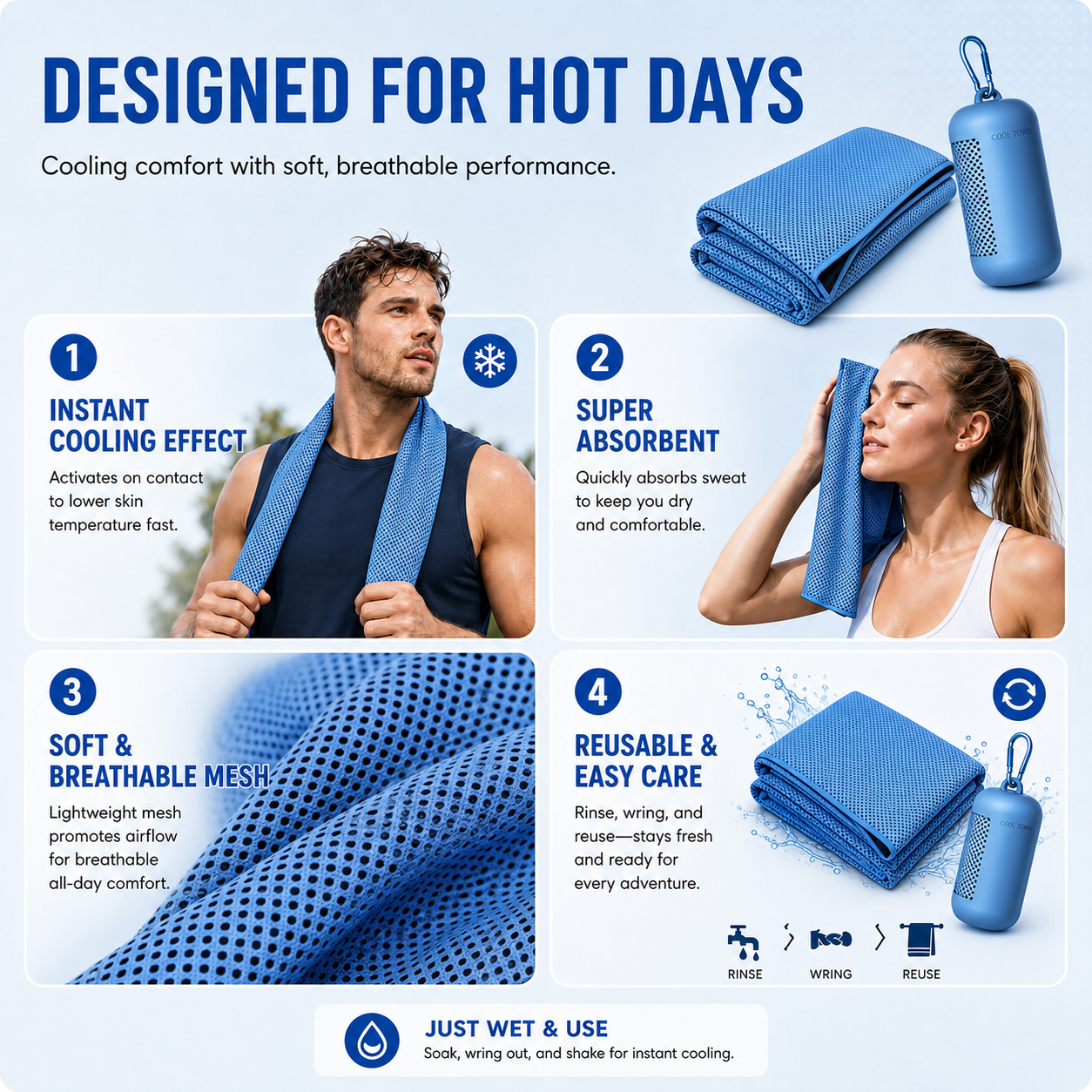 🏃❄️Cold Sweat Towel You Can Use Anywhere, Anytime! Reusable Soft Absorbent Cooling Portable