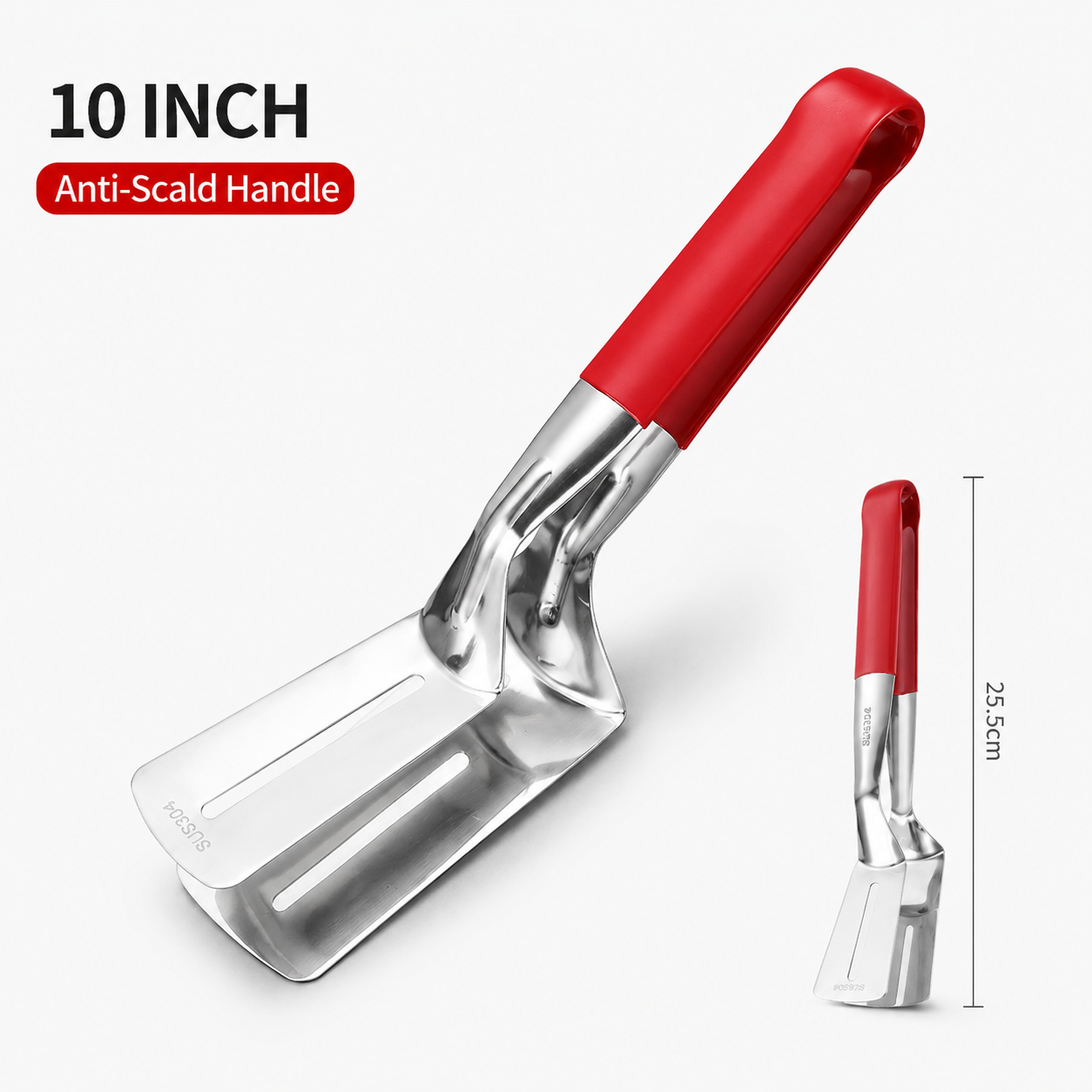 Multi-Functional Stainless Steel Steak Spatula Clamp, Kitchen Cooking Tongs for Fried Steak, Grill & Frying Pan Use