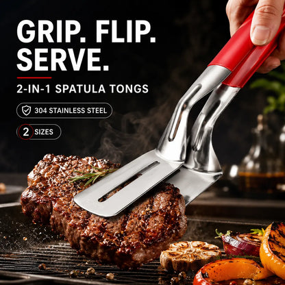 Multi-Functional Stainless Steel Steak Spatula Clamp, Kitchen Cooking Tongs for Fried Steak, Grill & Frying Pan Use