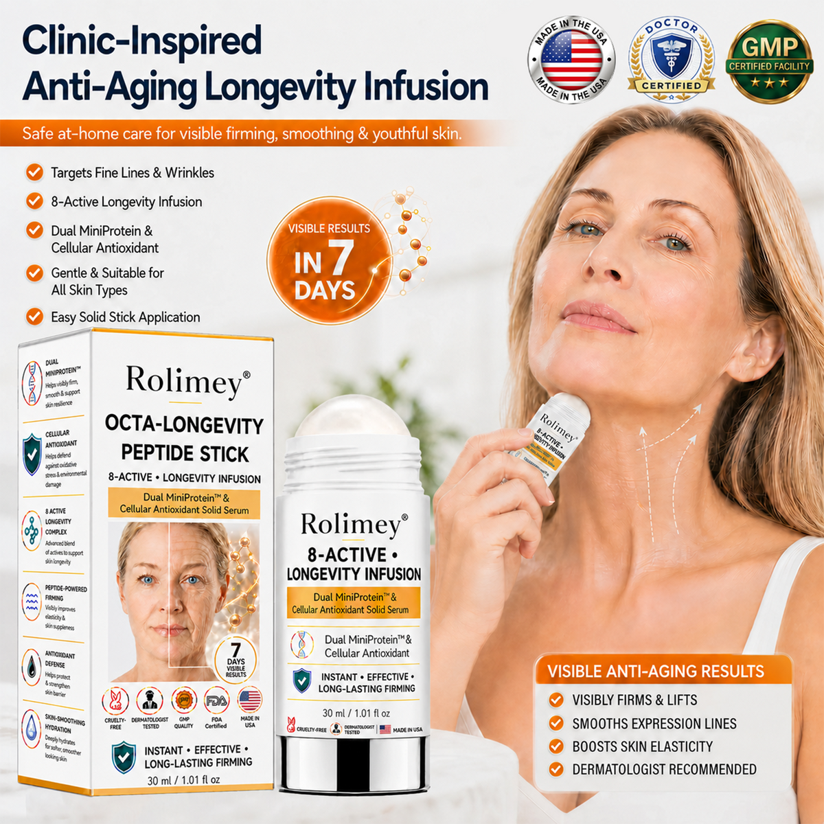 Pharmacist Recommended 🏆 Rolimey® 8-ACTIVE Longevity Solid Serum Stick