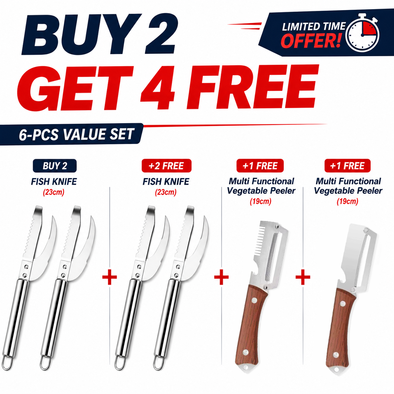 🔥Final 3 Hours: Buy 1, Get 3 FREE-Stainless Steel 3-in-1 Fish Cleaning Tool | Fish Maw Knife, Fish Scale Remover & Scraper for Kitchen