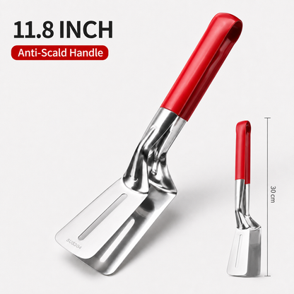 Multi-Functional Stainless Steel Steak Spatula Clamp, Kitchen Cooking Tongs for Fried Steak, Grill & Frying Pan Use