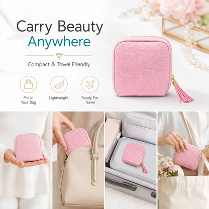🔥Final 3 Hours: Buy More Save More - Jewelry Zippered Pocket Case Travel Jewelry Bag Portable Organizer with Satin 5 Divided Compartments, Tassel Zipper, Modern Dustproof Durable Home Organizer, Ideal Gift for Her, Jewelry Boxes