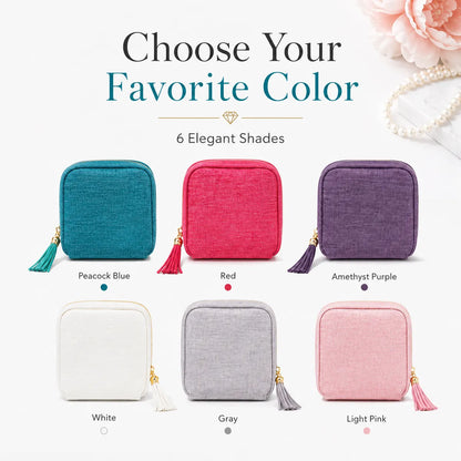 🔥Final 3 Hours: Buy More Save More - Jewelry Zippered Pocket Case Travel Jewelry Bag Portable Organizer with Satin 5 Divided Compartments, Tassel Zipper, Modern Dustproof Durable Home Organizer, Ideal Gift for Her, Jewelry Boxes