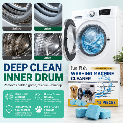 🔥Last Day 50% OFF🔥- Washing Machine Cleaner Tablets 12 pack pet safe eco friendly cleaning tablets neutralizes pet related odors deep cleans grime keeps washing machine fresh easy to use