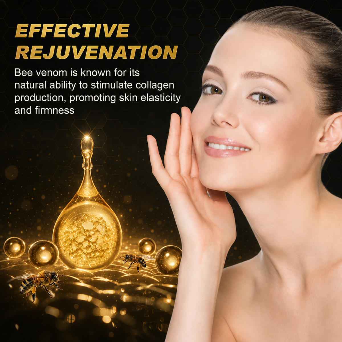 💎Official Brand Black & Gold Upgraded Edition丨Rolimey® Bee venom Pro Comprehensive Cream —Tightening for Skin Types
