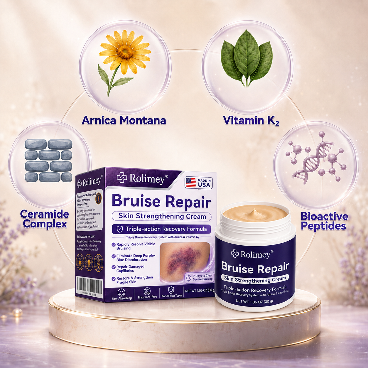 Rolimey® cream to repair bruises and strengthen the skin