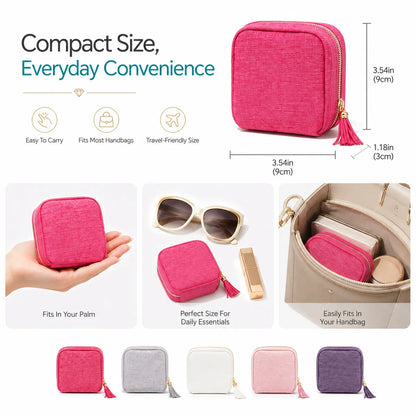 🔥Final 3 Hours: Buy More Save More - Jewelry Zippered Pocket Case Travel Jewelry Bag Portable Organizer with Satin 5 Divided Compartments, Tassel Zipper, Modern Dustproof Durable Home Organizer, Ideal Gift for Her, Jewelry Boxes