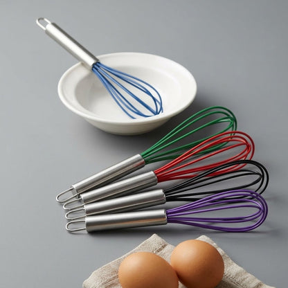 Yummolocosh Manual Egg Whisk: High-Performance Multi-Color Balloon Beater with Ergonomic Stainless Steel Handle for Professional Baking