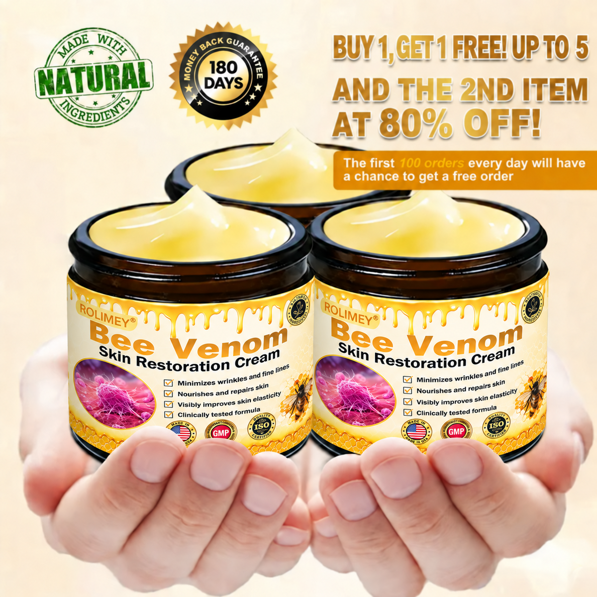 💎 Rolimey® Bee venom Pro Comprehensive Cream —Tightening for Skin Types