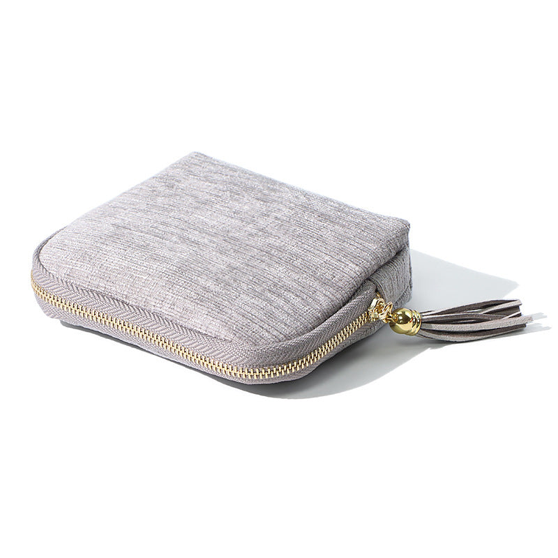 🔥Final 3 Hours: Buy More Save More - Jewelry Zippered Pocket Case Travel Jewelry Bag Portable Organizer with Satin 5 Divided Compartments, Tassel Zipper, Modern Dustproof Durable Home Organizer, Ideal Gift for Her, Jewelry Boxes