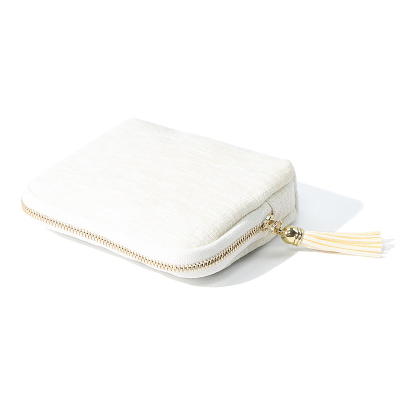 🔥Final 3 Hours: Buy More Save More - Jewelry Zippered Pocket Case Travel Jewelry Bag Portable Organizer with Satin 5 Divided Compartments, Tassel Zipper, Modern Dustproof Durable Home Organizer, Ideal Gift for Her, Jewelry Boxes