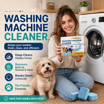 🔥Last Day 50% OFF🔥- Washing Machine Cleaner Tablets 12 pack pet safe eco friendly cleaning tablets neutralizes pet related odors deep cleans grime keeps washing machine fresh easy to use